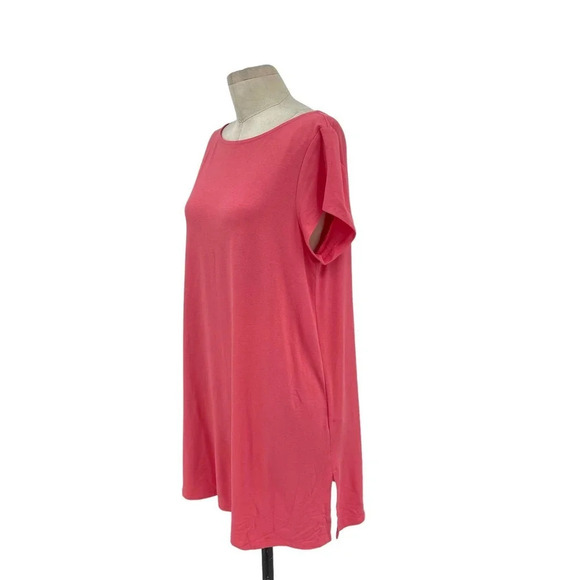 Eileen Fisher Pink Coral Short Sleeve Jersey Tunic Top‎ Size Large - Picture 4 of 8